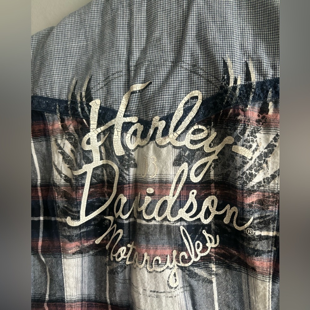 Harley Davidson Sleeveless Flannel Snap
Button Down Shirt Y2K M - Picture 6 of 6